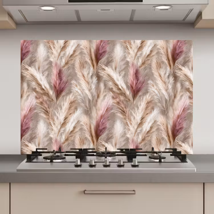 Spatscherm keuken - Pampasgras - Pluizig - Kleurrijk — 1