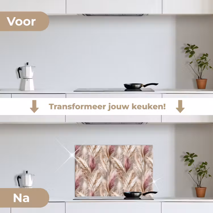 Spatscherm keuken - Pampasgras - Pluizig - Kleurrijk — 3