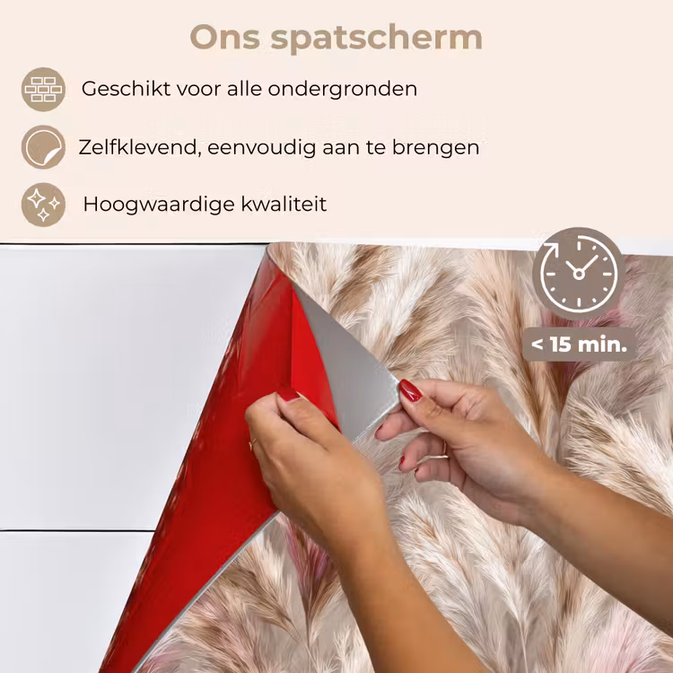 Spatscherm keuken - Pampasgras - Pluizig - Kleurrijk — 4