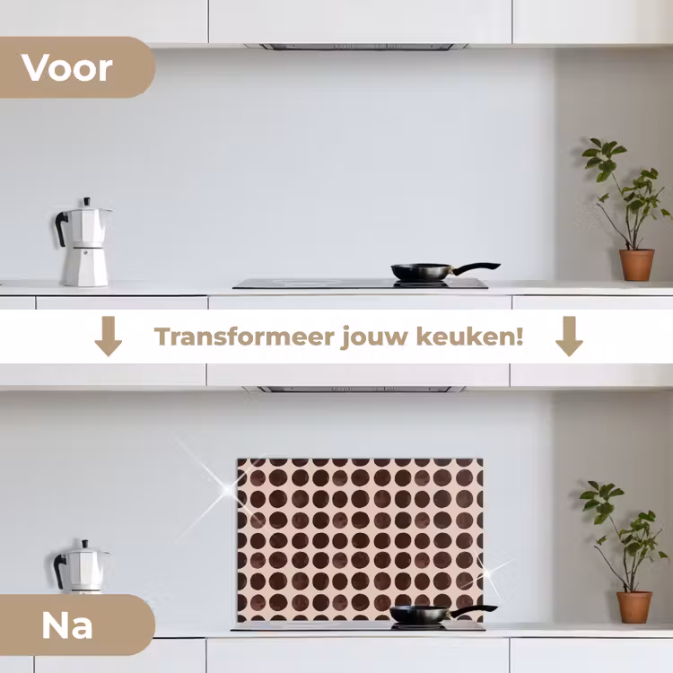 Spatscherm keuken - Stippen - Patroon - Bruin — 3