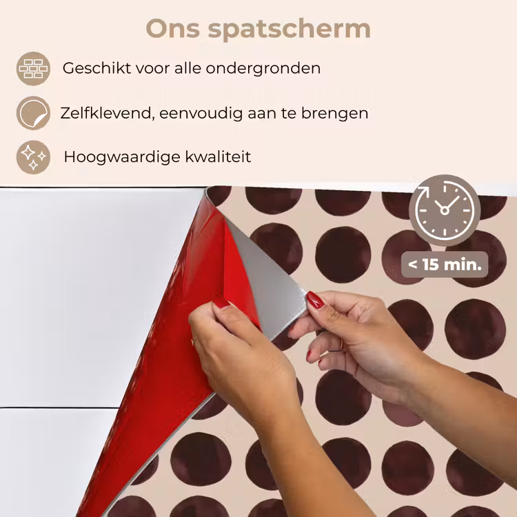 Spatscherm keuken - Stippen - Patroon - Bruin — 4