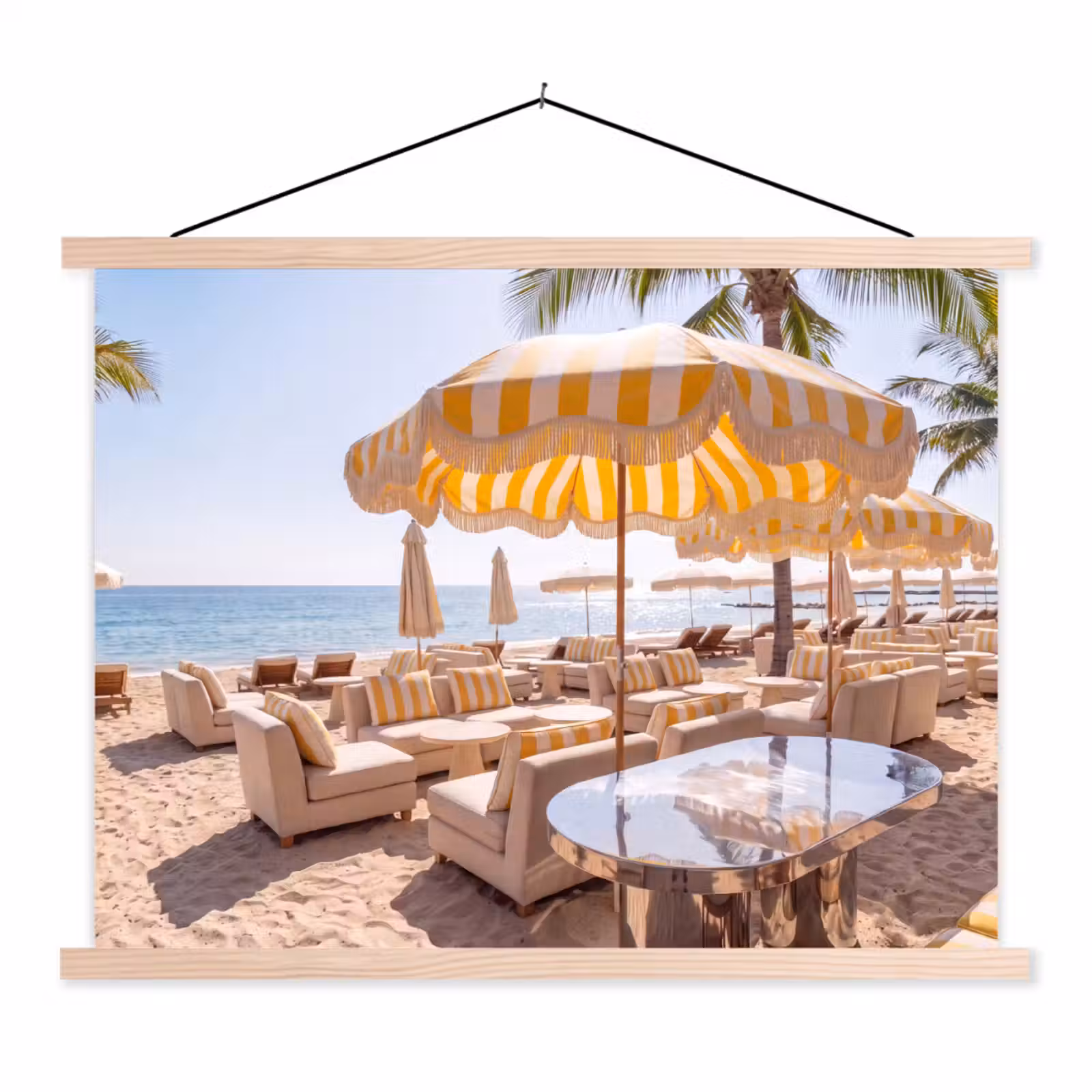 Schoolplaat - Strand - Ligbedden - Vakantie - Modern - Geel — 1