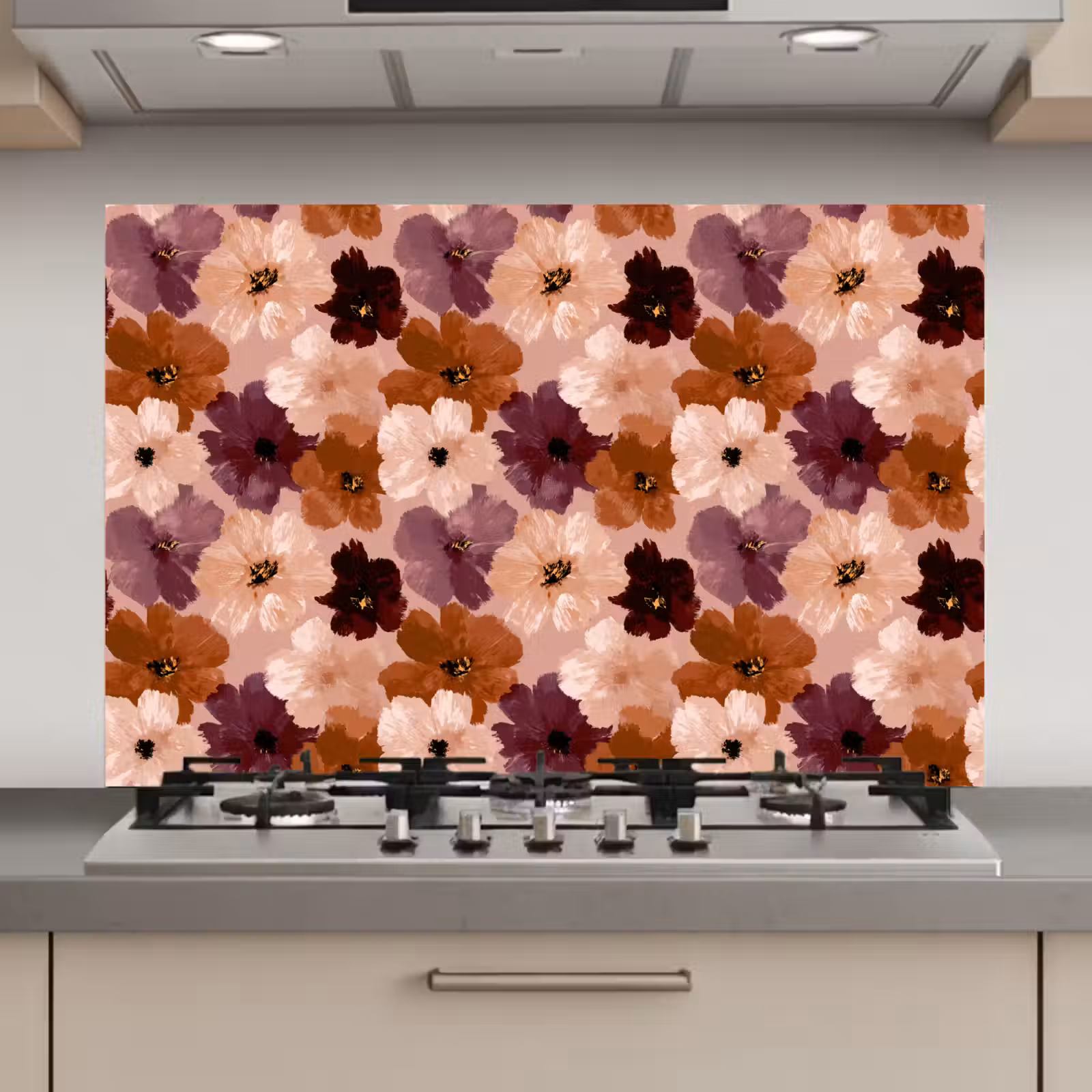 Spatscherm keuken - Bloemen - Abstract - Aardetinten — 1