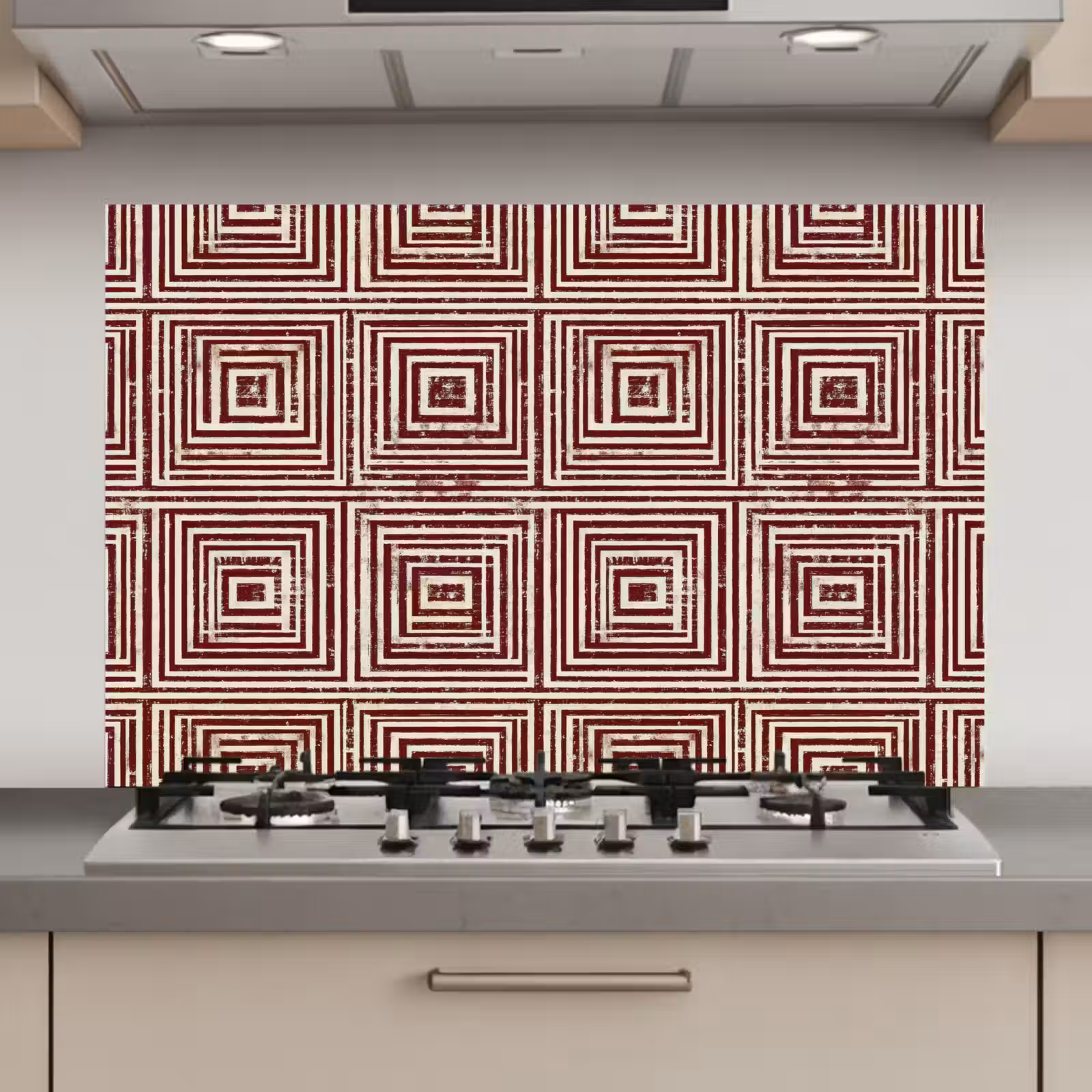 Spatscherm keuken - Geometrisch - Patroon - Rood — 1