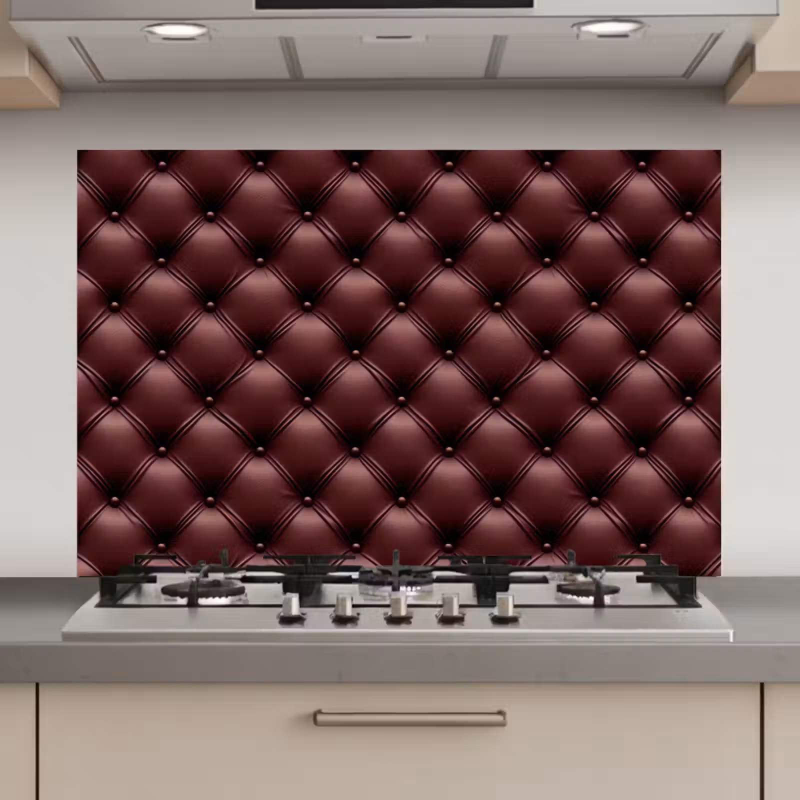 Spatscherm keuken - Leer - Patroon - Bordeaux — 1