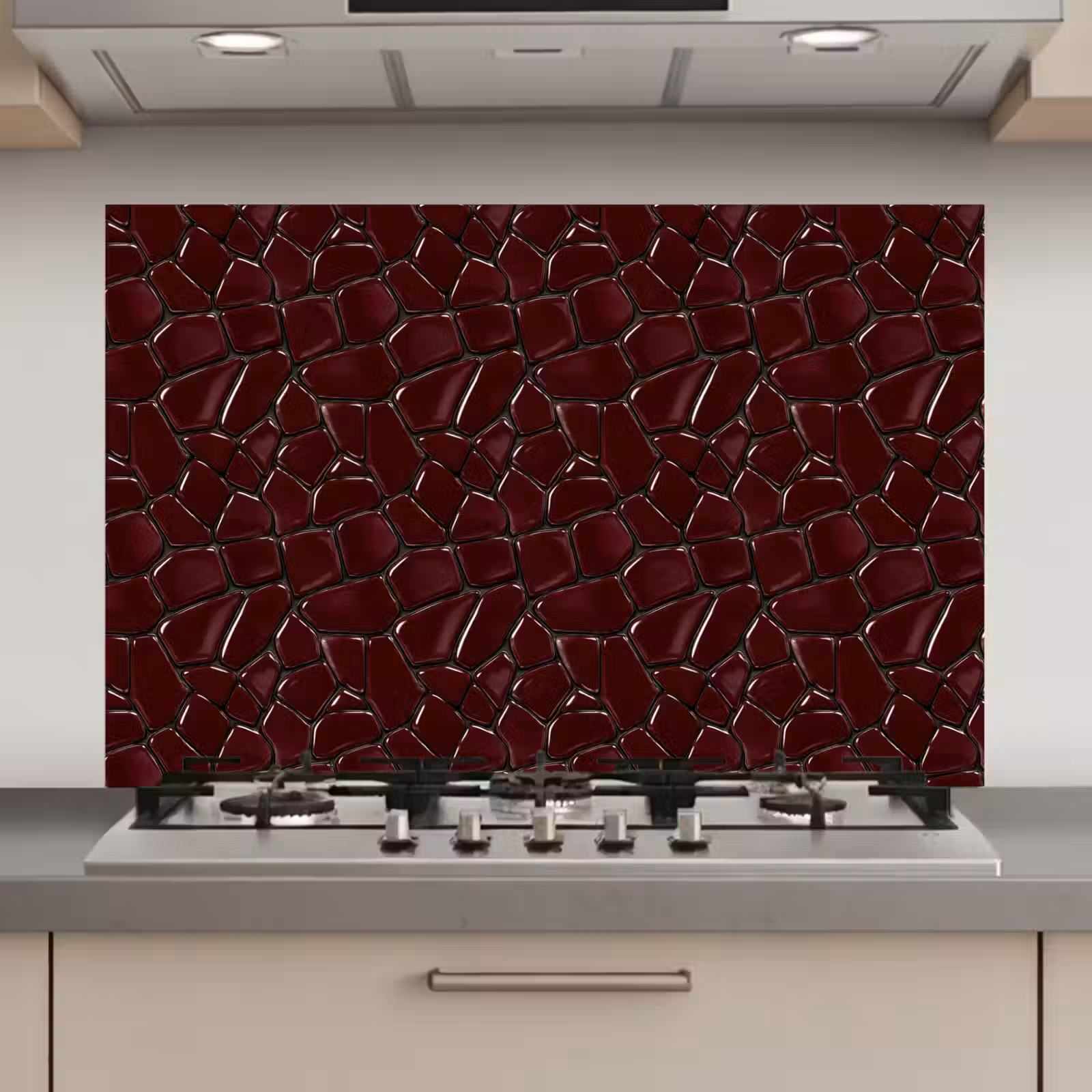 Spatscherm keuken - Mozaïek - Tegel - Bordeauxrood — 1