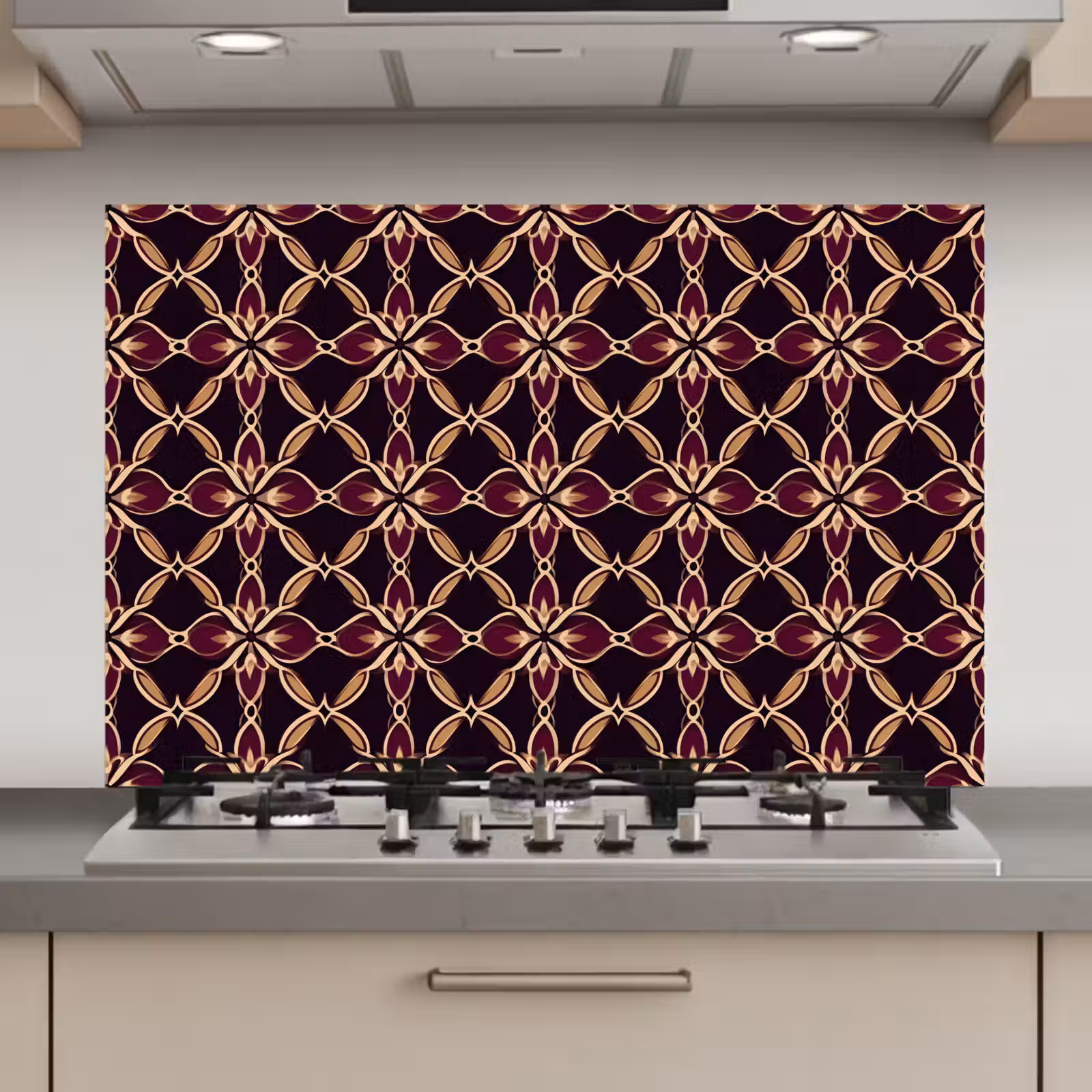 Spatscherm keuken - Symmetrisch - Tegel - Burgundy — 1
