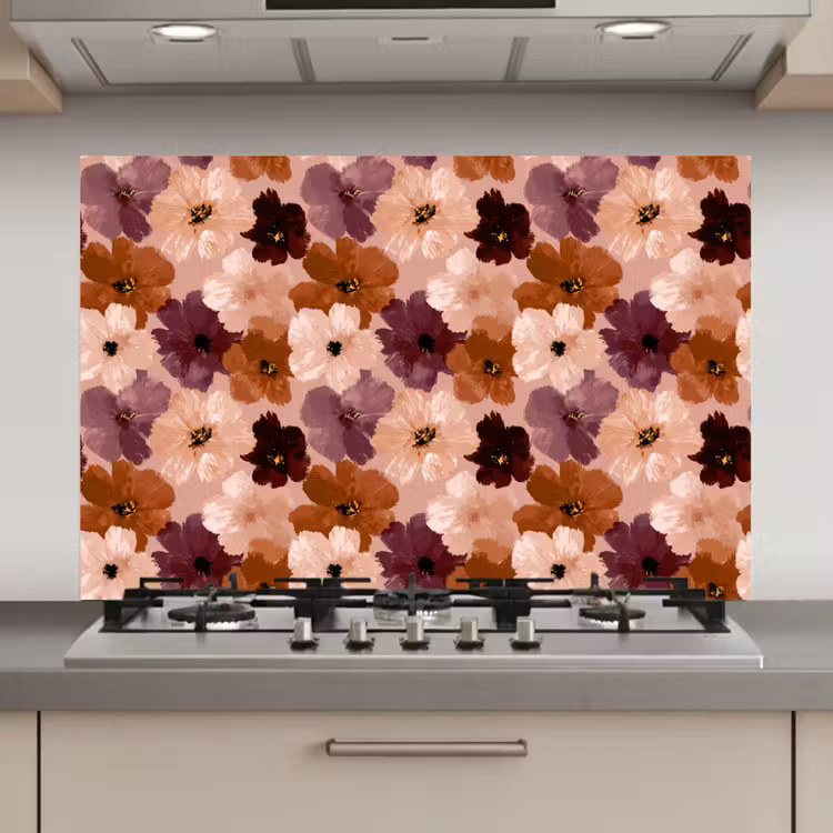 Spatscherm keuken - Bloemen - Abstract - Aardetinten — 1