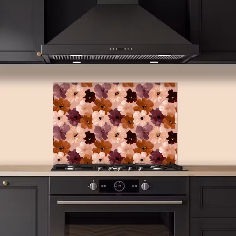 Spatscherm keuken - Bloemen - Abstract - Aardetinten — 2