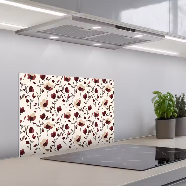 Spatscherm keuken - Bloemen - Botanisch - Bordeaux — 5