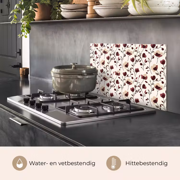Spatscherm keuken - Bloemen - Botanisch - Bordeaux — 7
