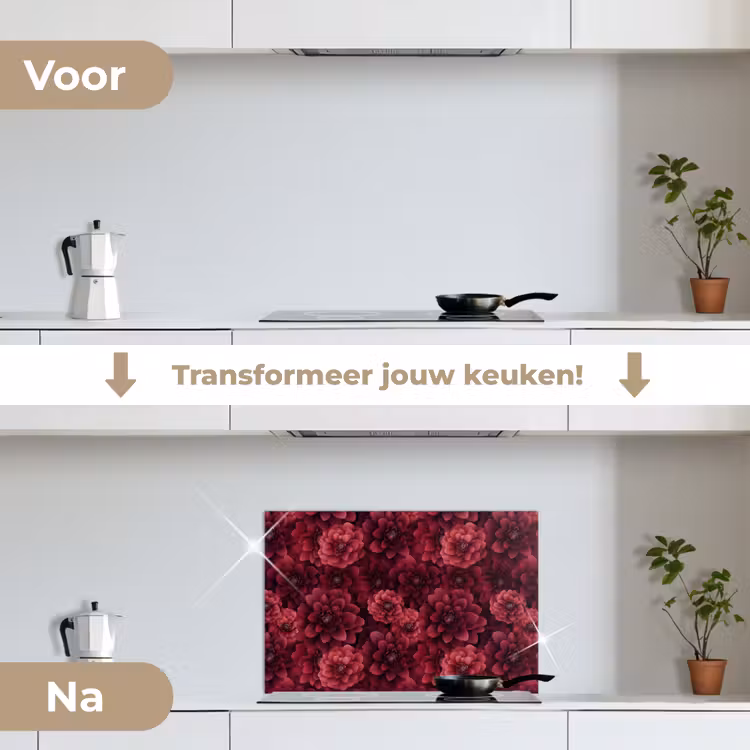 Spatscherm keuken - Dahlias - Bloemen - Rood — 3