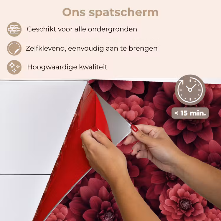 Spatscherm keuken - Dahlias - Bloemen - Rood — 4