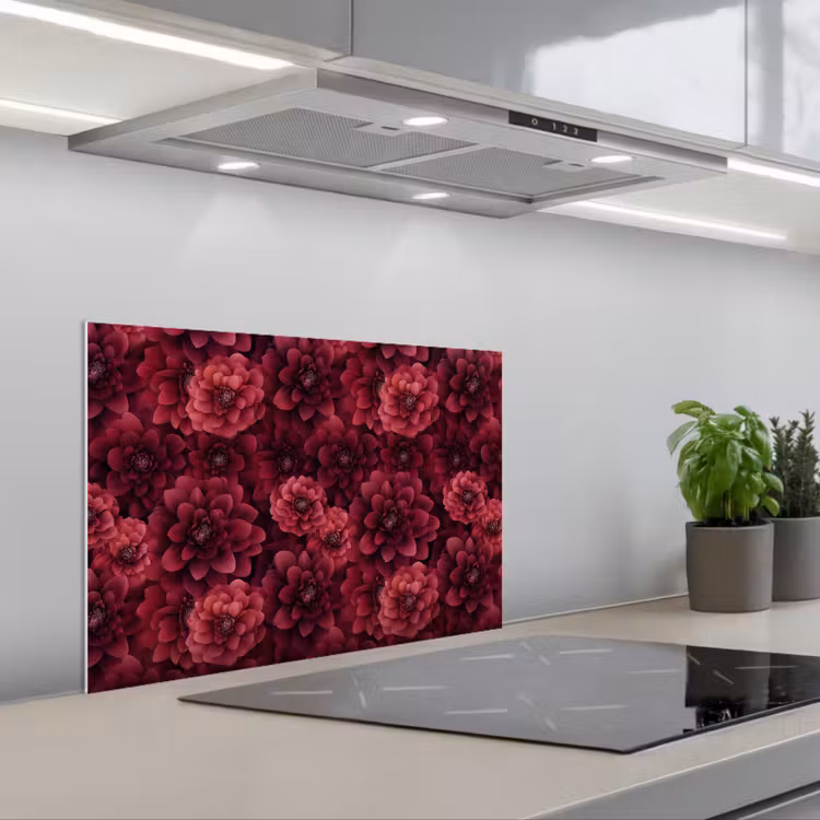 Spatscherm keuken - Dahlias - Bloemen - Rood — 5