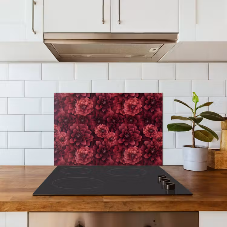 Spatscherm keuken - Dahlias - Bloemen - Rood — 6