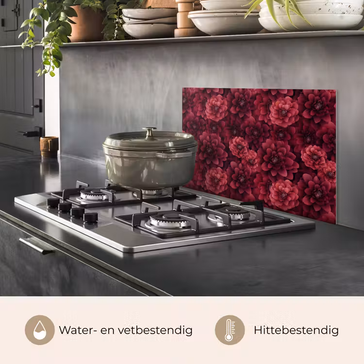 Spatscherm keuken - Dahlias - Bloemen - Rood — 7