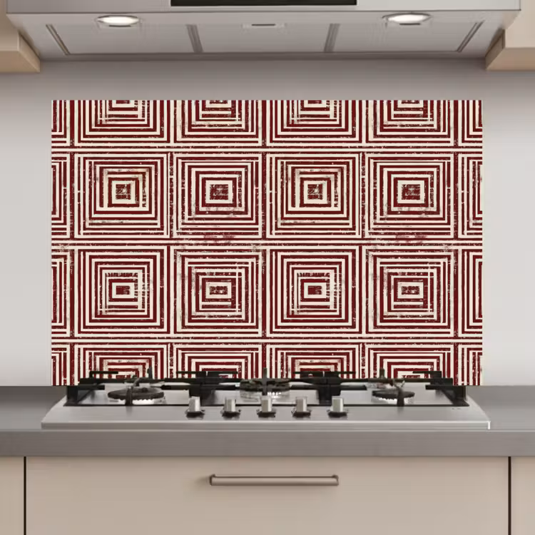 Spatscherm keuken - Geometrisch - Patroon - Rood — 1