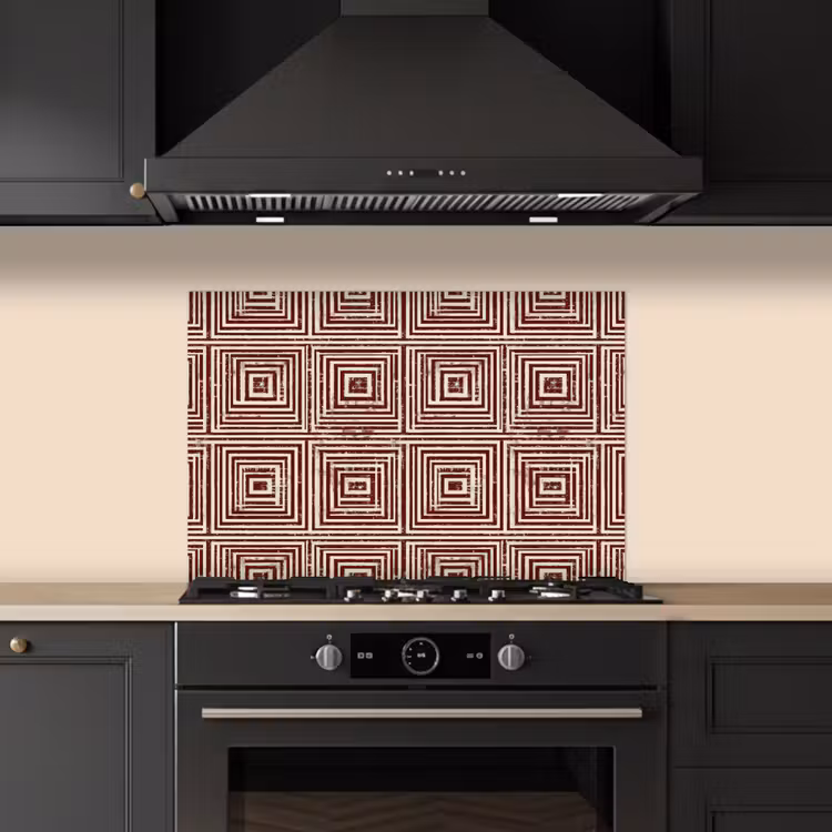 Spatscherm keuken - Geometrisch - Patroon - Rood — 2