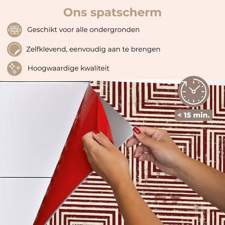 Spatscherm keuken - Geometrisch - Patroon - Rood — 4
