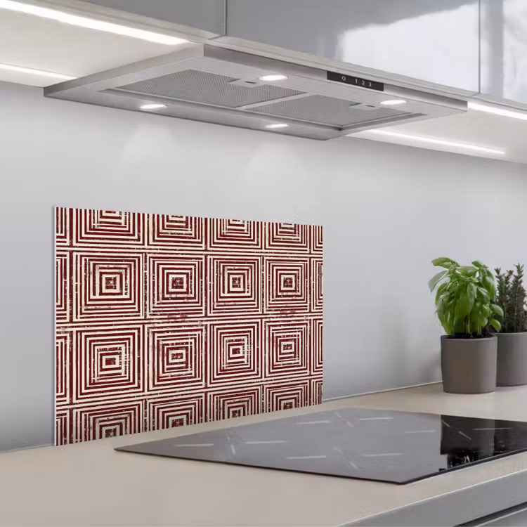 Spatscherm keuken - Geometrisch - Patroon - Rood — 5