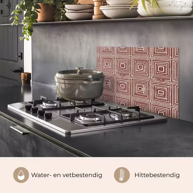Spatscherm keuken - Geometrisch - Patroon - Rood — 7