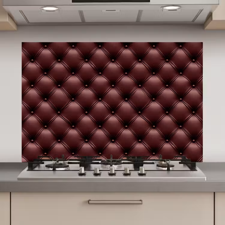 Spatscherm keuken - Leer - Patroon - Bordeaux — 1