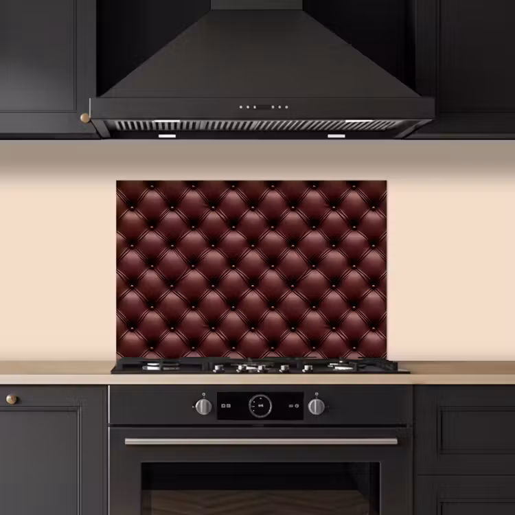 Spatscherm keuken - Leer - Patroon - Bordeaux — 2