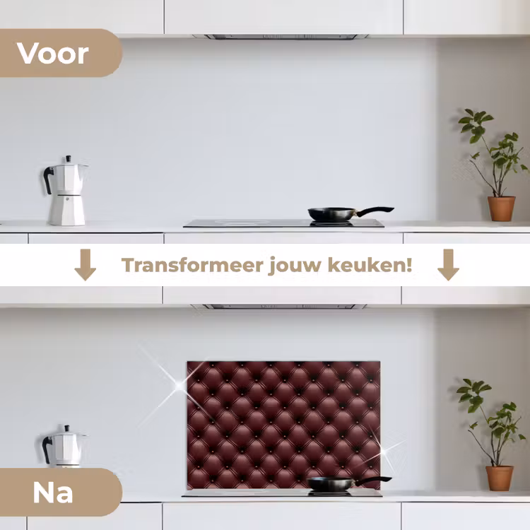 Spatscherm keuken - Leer - Patroon - Bordeaux — 3