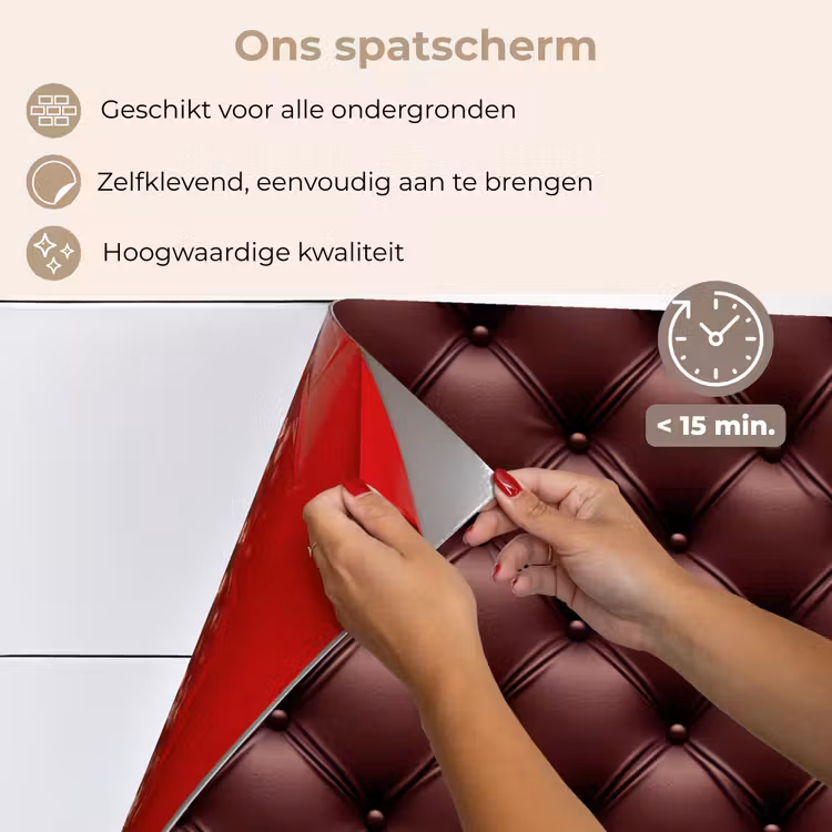 Spatscherm keuken - Leer - Patroon - Bordeaux — 4