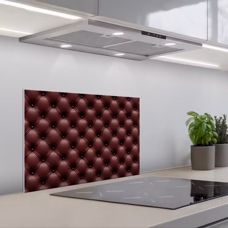 Spatscherm keuken - Leer - Patroon - Bordeaux — 5