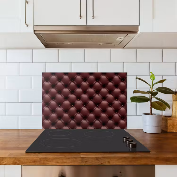 Spatscherm keuken - Leer - Patroon - Bordeaux — 6