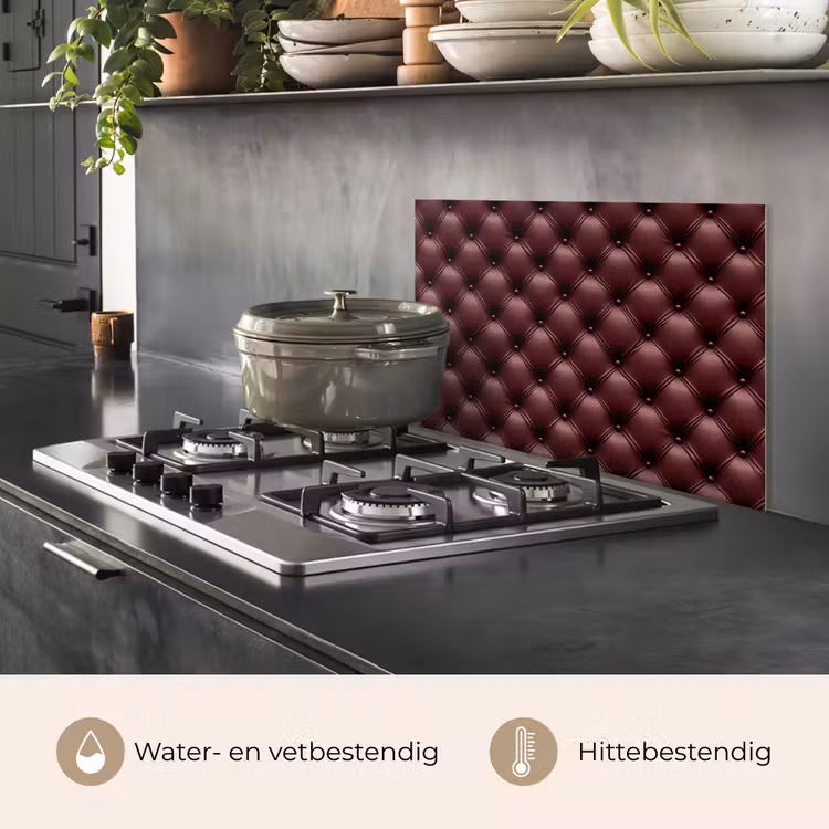 Spatscherm keuken - Leer - Patroon - Bordeaux — 7