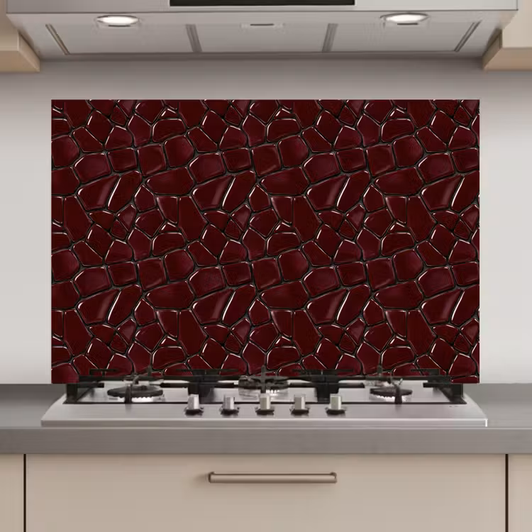 Spatscherm keuken - Mozaïek - Tegel - Bordeauxrood — 1