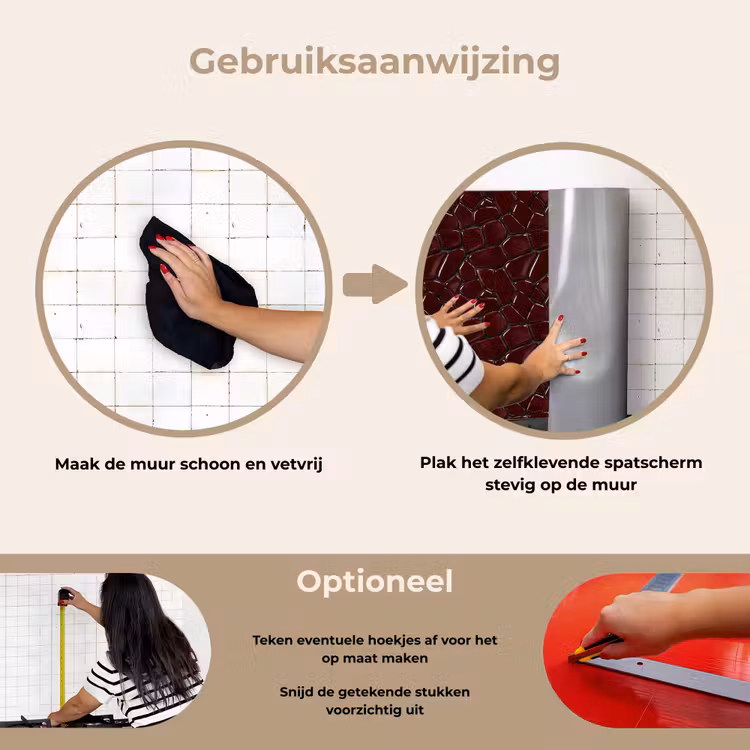 Spatscherm keuken - Mozaïek - Tegel - Bordeauxrood — 8