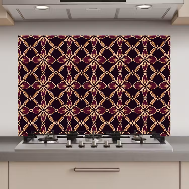 Spatscherm keuken - Symmetrisch - Tegel - Burgundy — 1