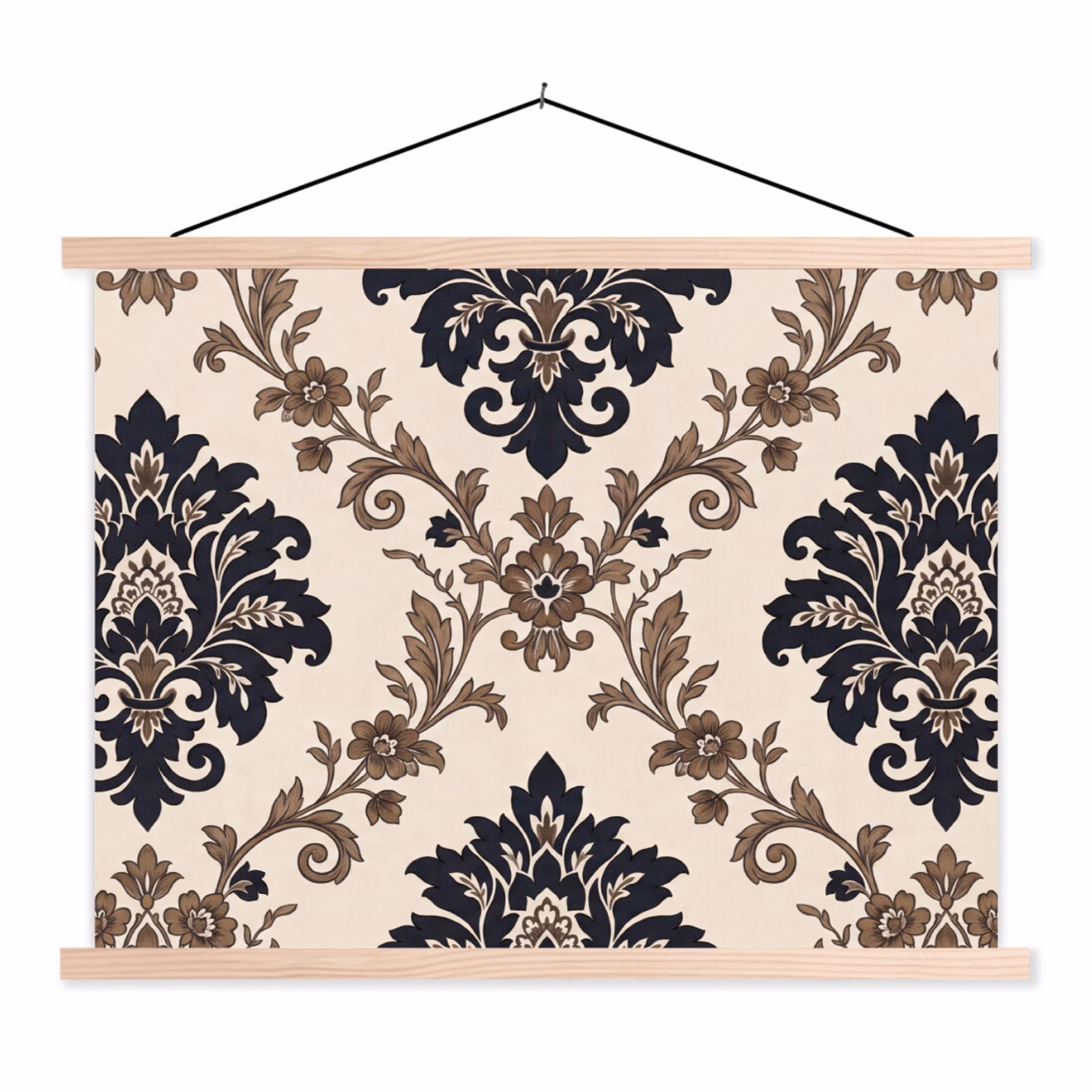Schoolplaat - Patroon - Floraal - Klassiek - Beige-blauw — 1