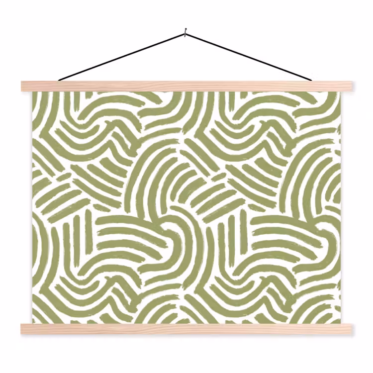 Schoolplaat - Saliegroen - Abstract - Bogen - Handgetekend - Patroon — 1