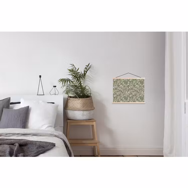 Schoolplaat - Saliegroen - Botanisch - Takken - Besjes - Linnen - Patroon — 2