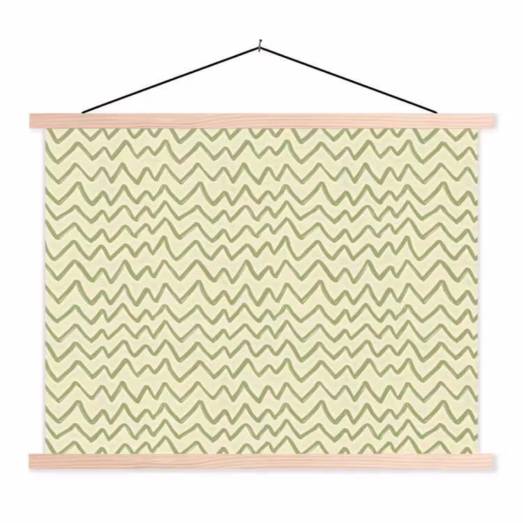 Schoolplaat - Saliegroen - Zigzag - Handgetekend - Patroon — 1