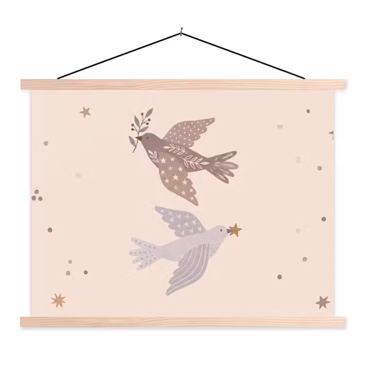 Schoolplaat - Vogel - Bessen - Natuur - Modern - Beige — 1