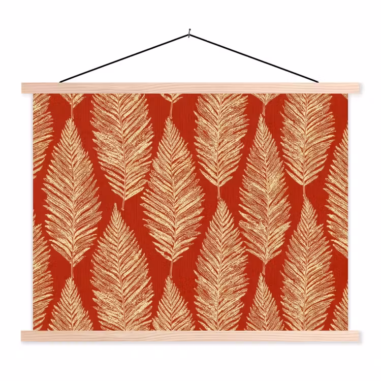 Schoolplaat - Rood - Botanisch - Varen - Patroon — 1