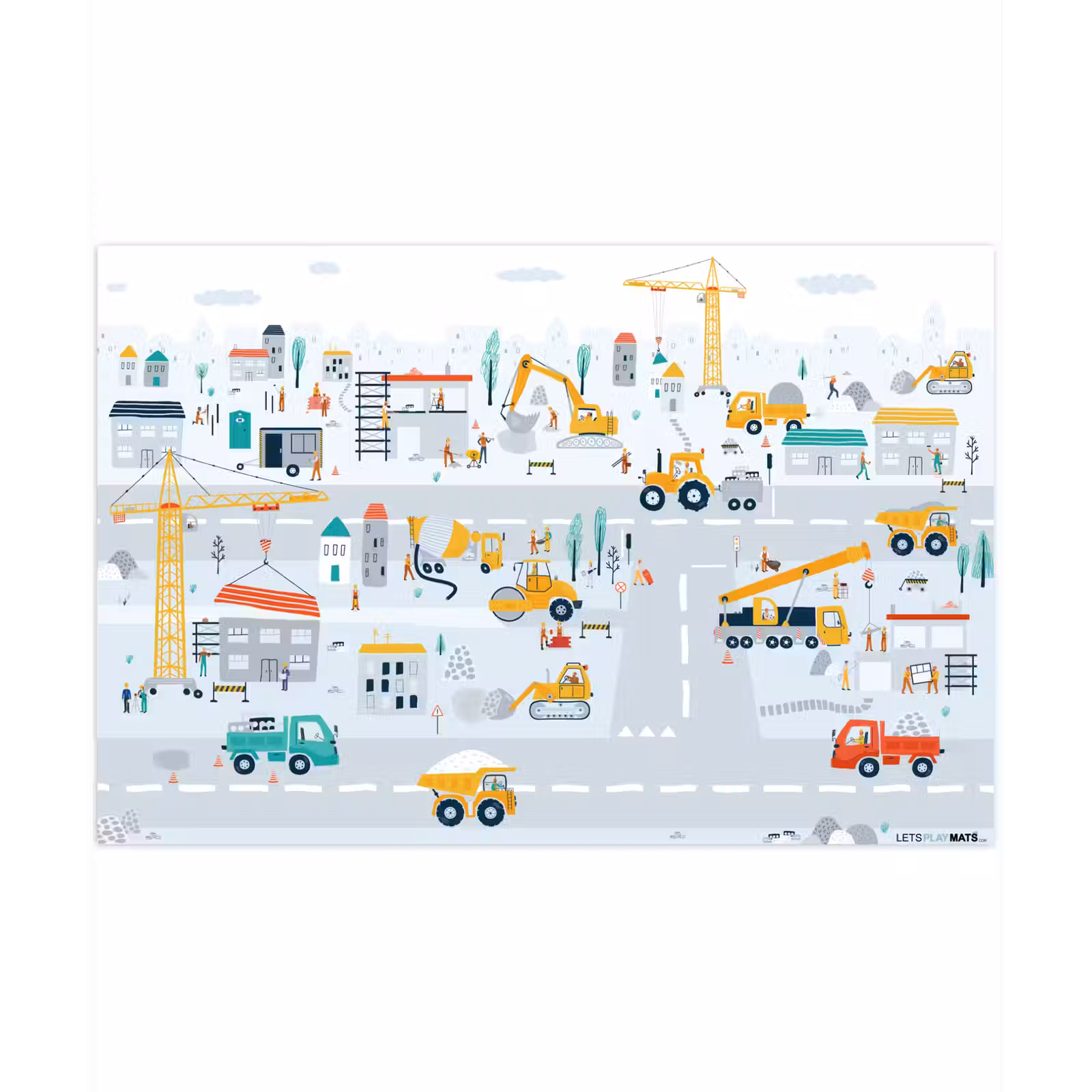 Speelkleed - Bouwplaats - Tractor - Graafmachine - Auto - Design — 1