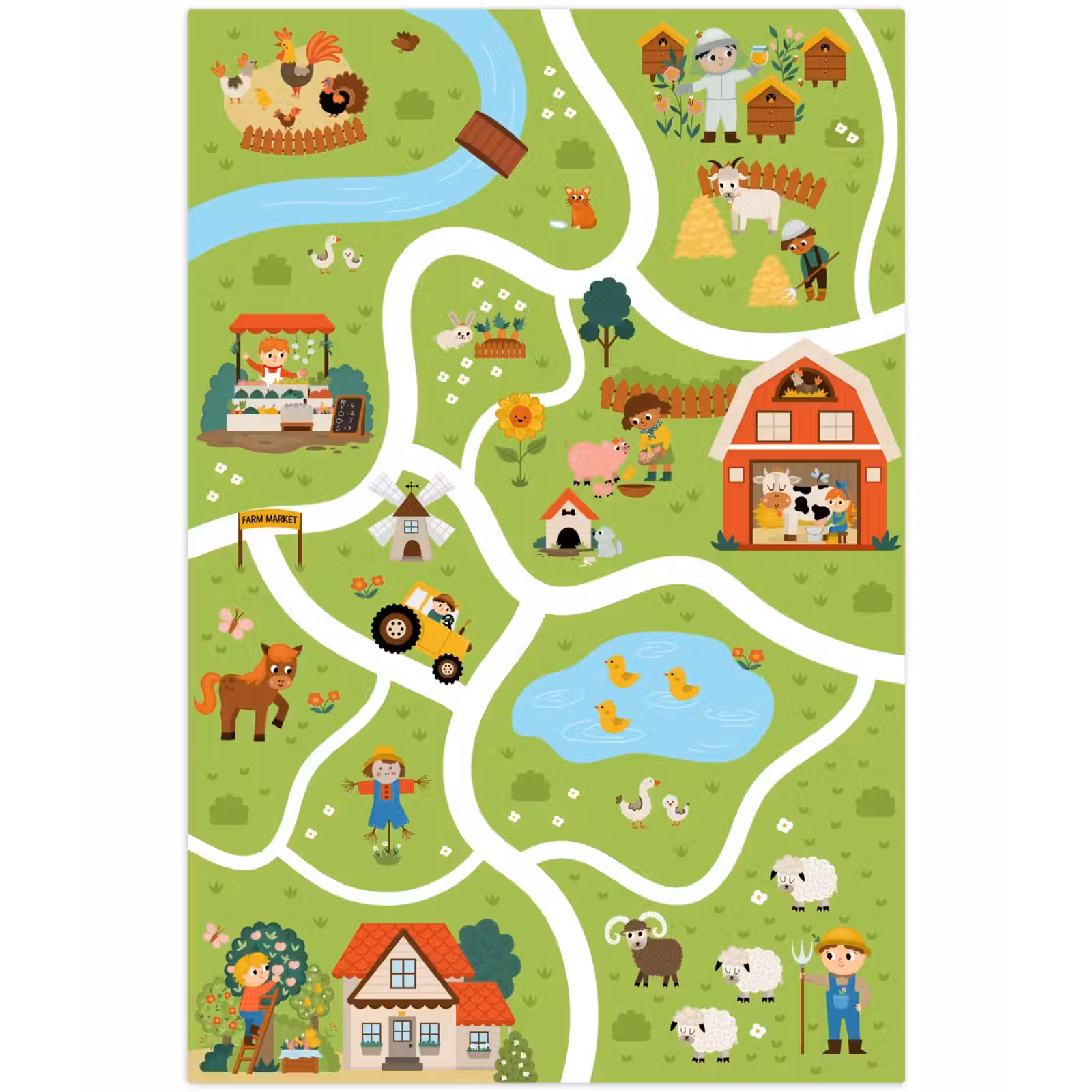 Speelkleed - Speelmat - Boerderij - Boerenmarkt - Eendenvijver — 1