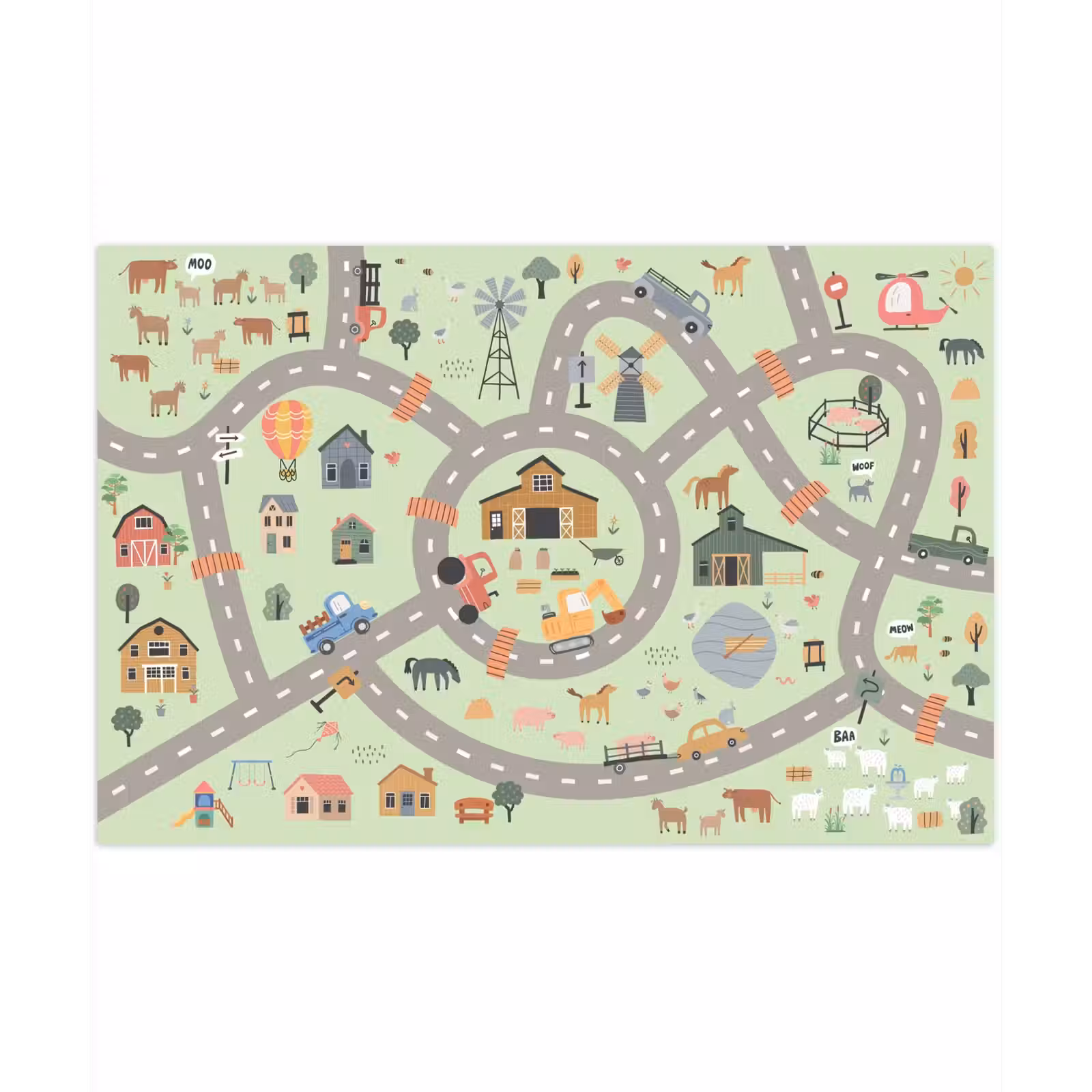 Speelkleed - Speelmat - Boerderij - Wegen - Platteland — 1