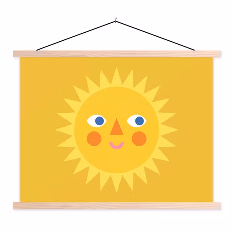 Schoolplaat - Zon - Gezicht - Zomer - Illustratie - Geel — 1
