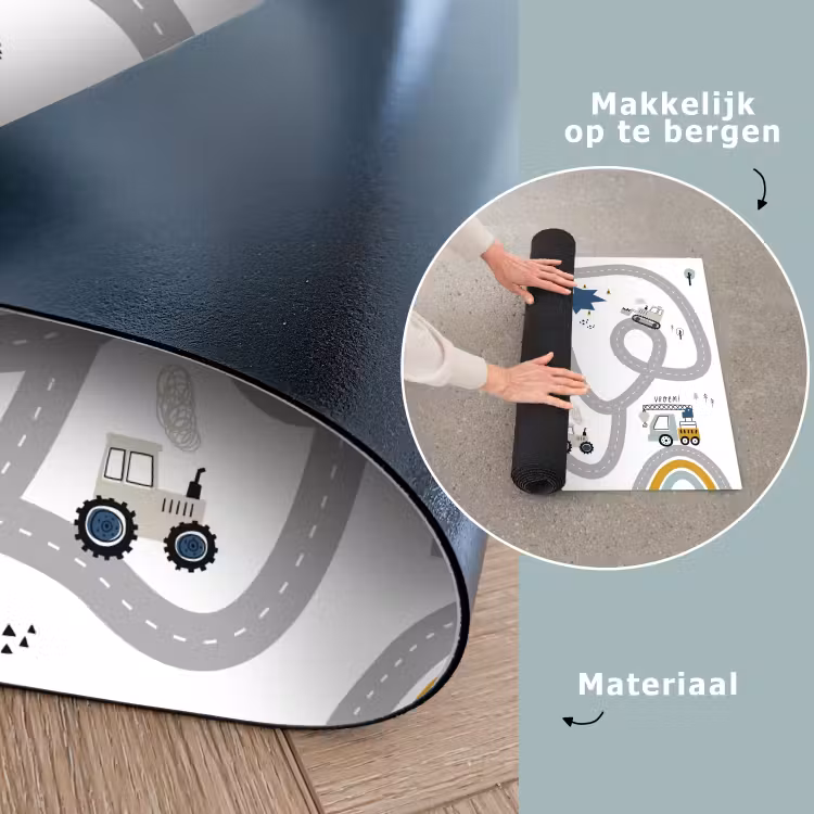 Speelkleed - Bouwplaats - Graafmachine - Auto - Regenboog - Design — 6
