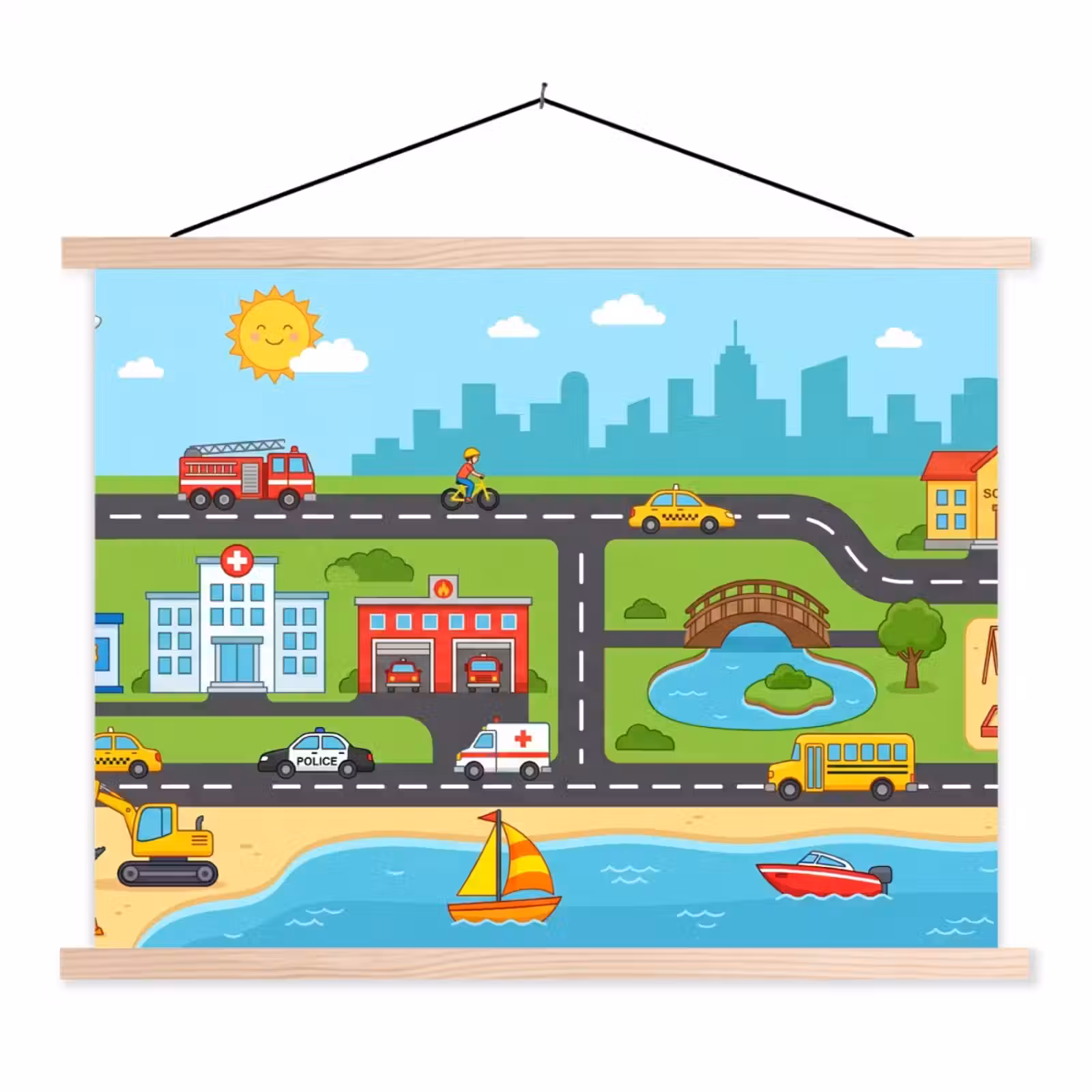 Schoolplaat - Stad - Verkeer - Cartoon — 1