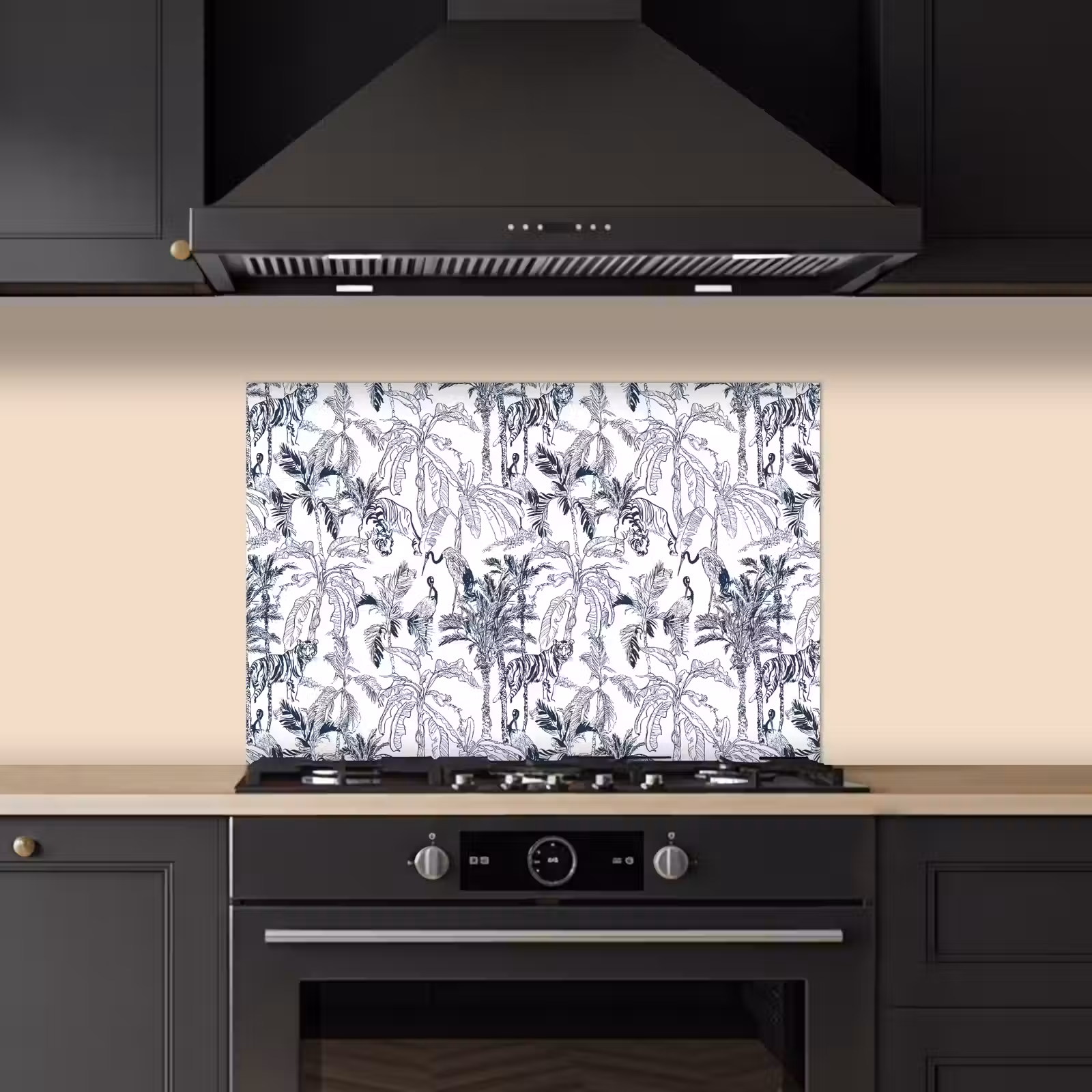 Spatscherm keuken - Tijger - Jungle - Blauw — 1