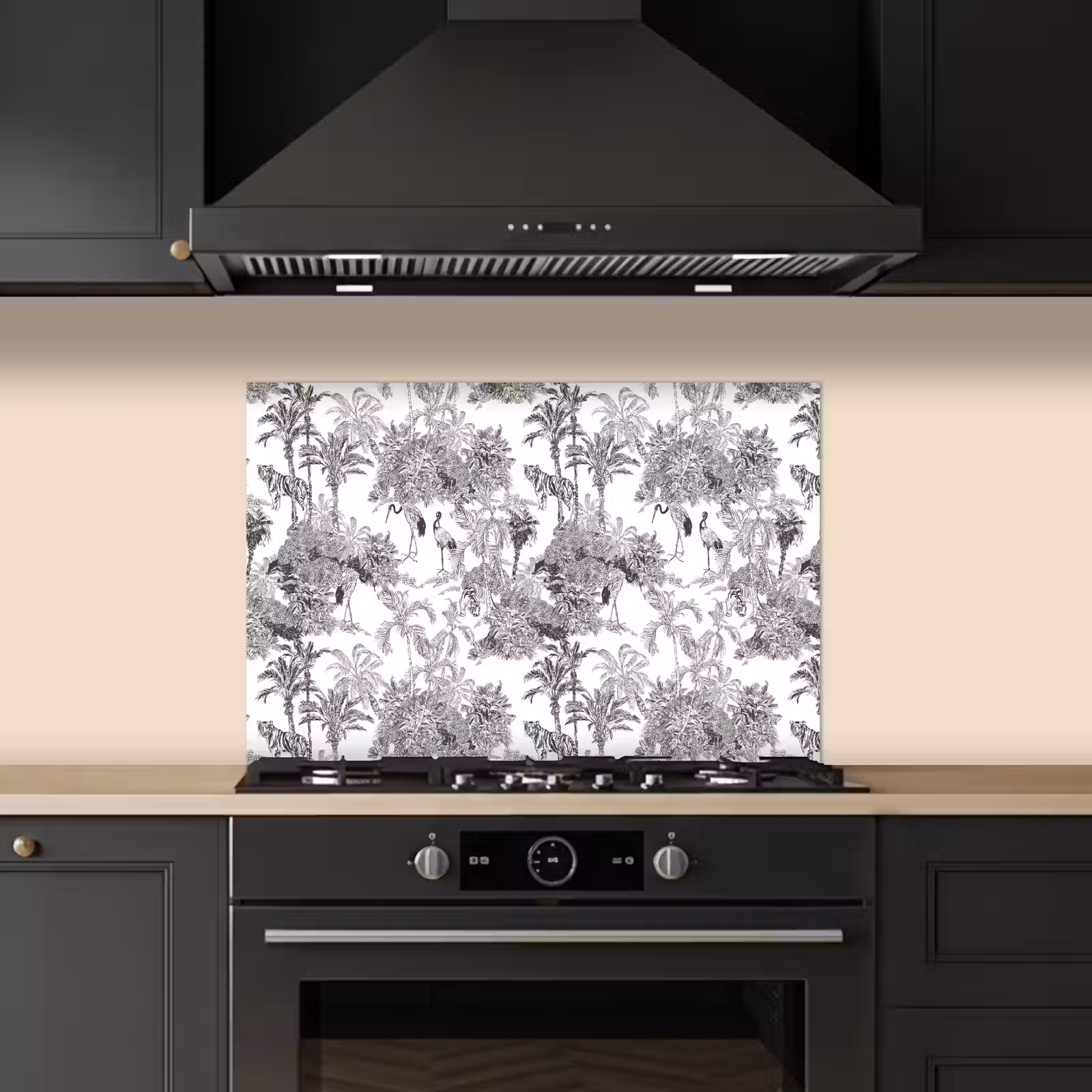 Spatscherm keuken - Tijger - Jungle - Patroon - Grijs — 1