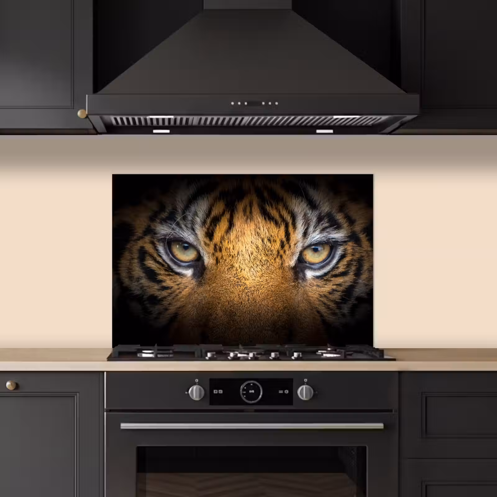 Spatscherm keuken - Tijger - Zwart - Dier — 1